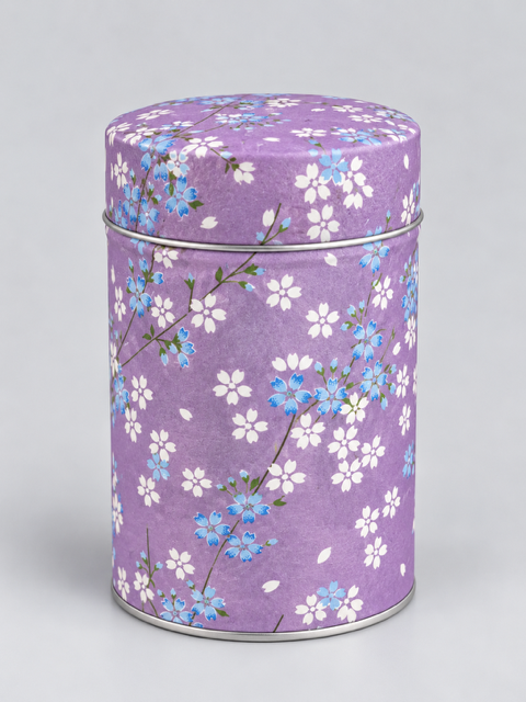 Japansk dåse med hvide og blå blomster