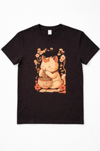 Dame T-shirt Sort - Ramen Kat