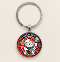Nøglering - Maneki Neko rød