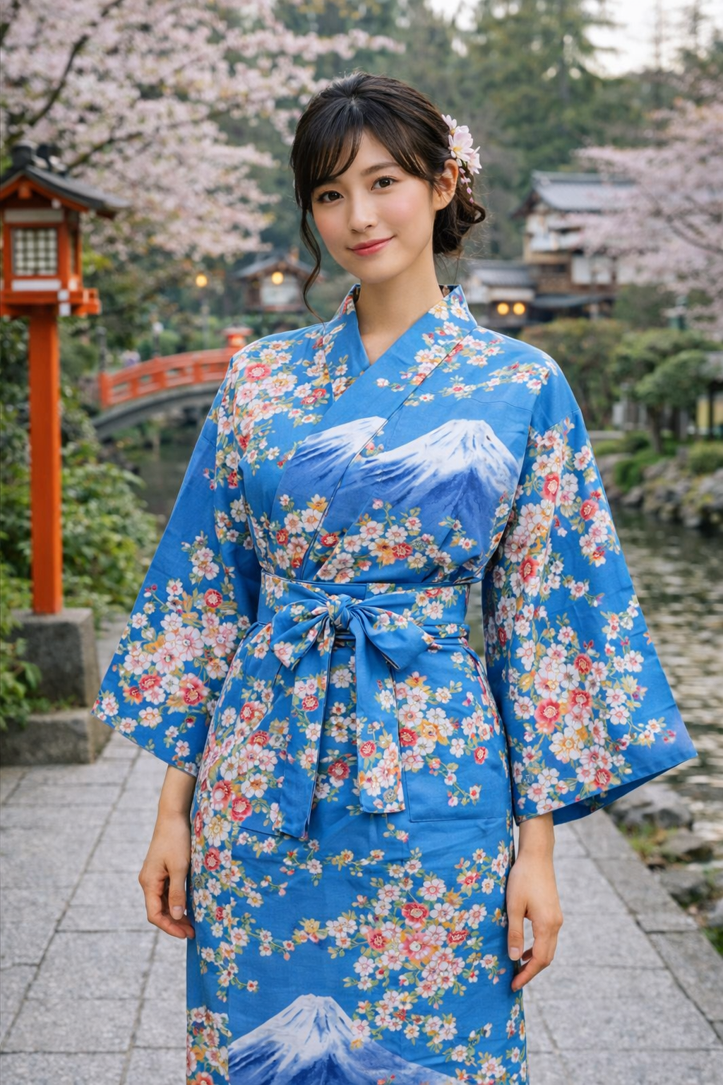 Dame Yukata - Sakura on Mt. Fuji