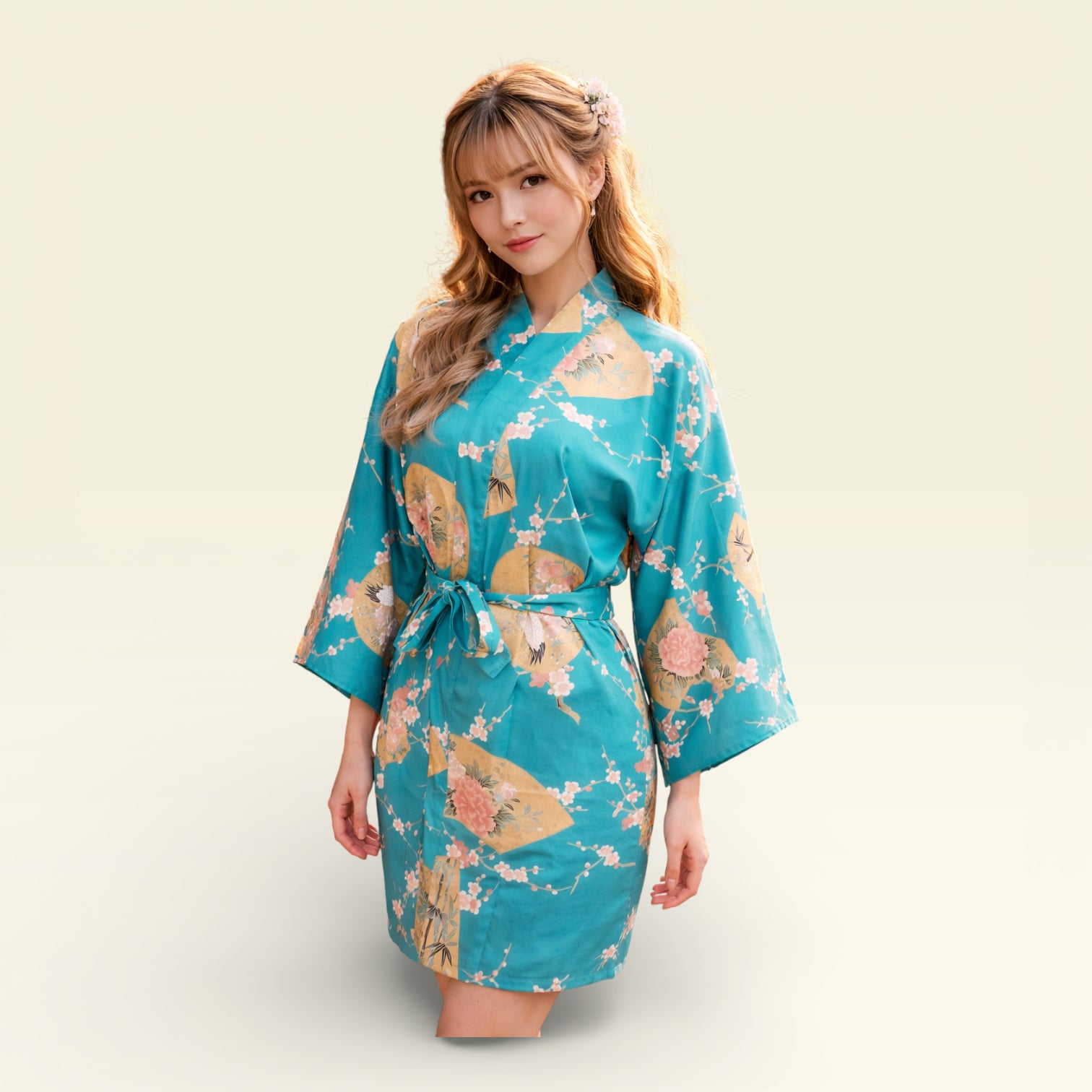 Dame Yukata Haori - Beautiful Crane - Kort Jakke