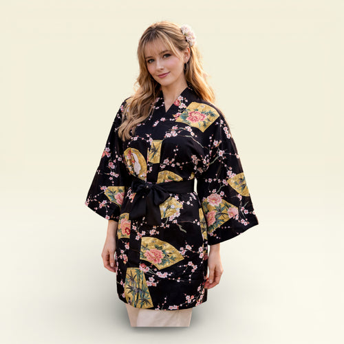 Dame Yukata Haori - Beautiful Crane - Kort Jakke