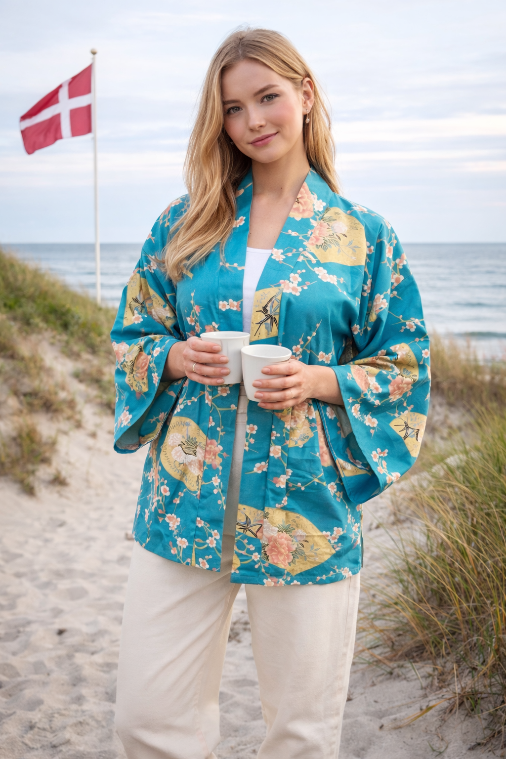 Dame Yukata Haori - Beautiful Crane - Kort Jakke