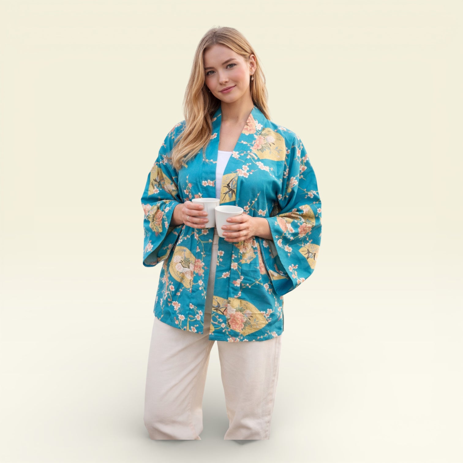 Dame Yukata Haori - Beautiful Crane - Kort Jakke
