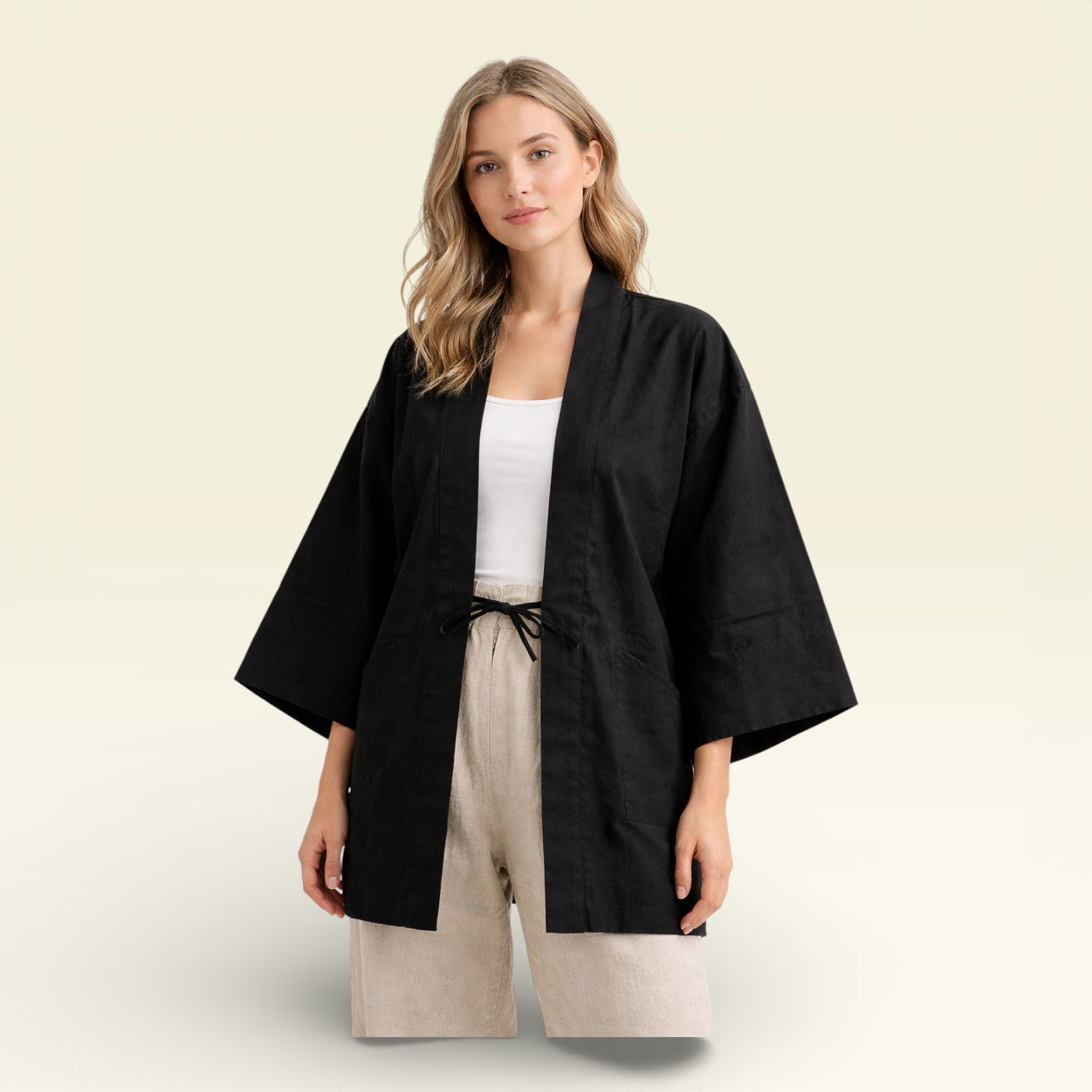 Unisex - Haori Jakke Sort - One Size