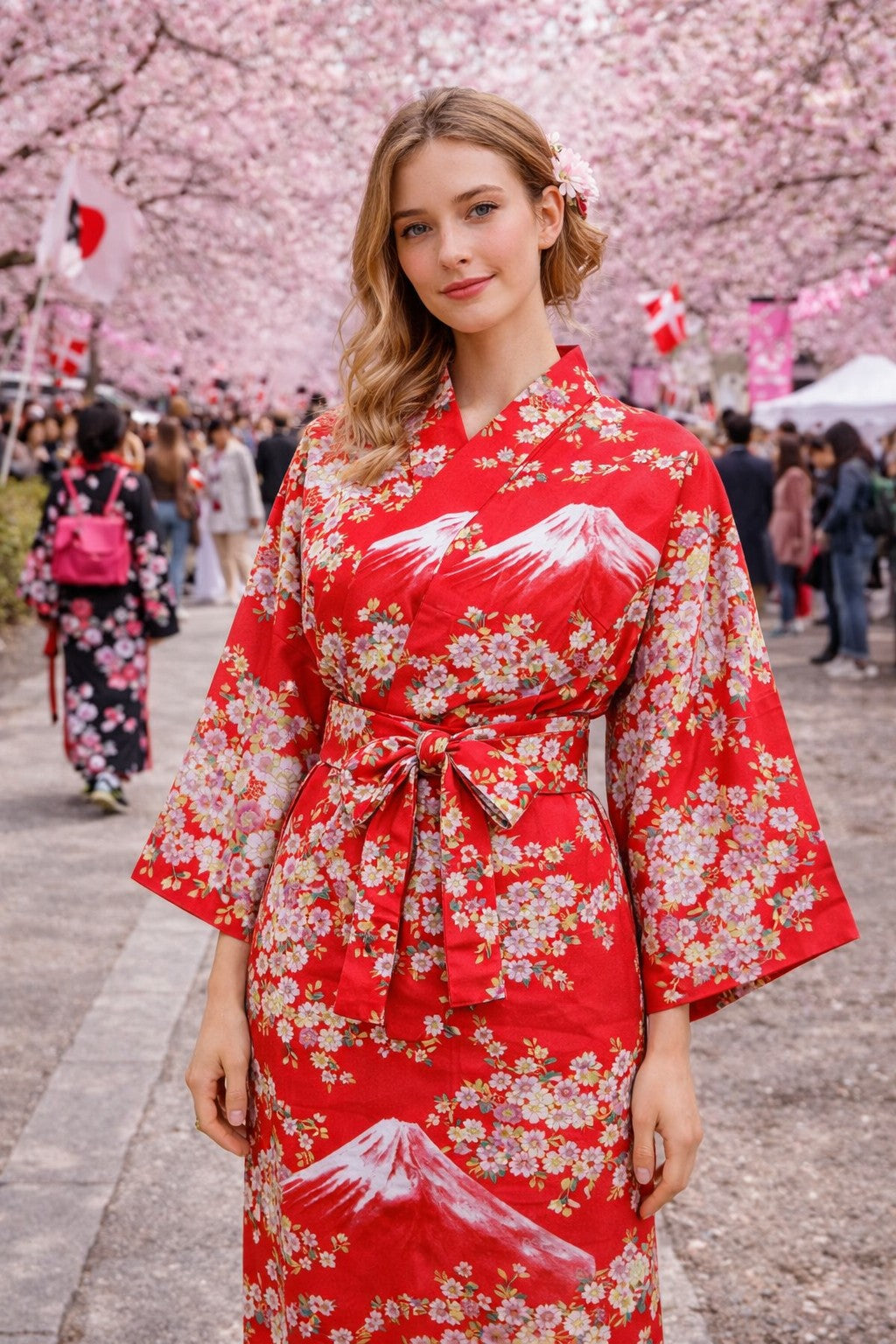 Dame Yukata - Sakura on Mt. Fuji